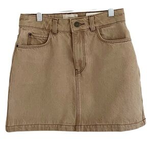 Sezane Marja Denim Mini Skirt in Latte NWT US 2
